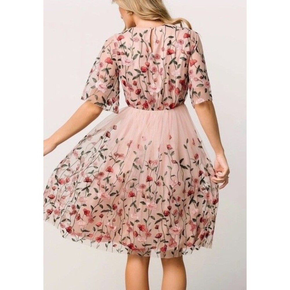 Baltic Born Embroidered Duchess Tulle Dress Pink Large Fairy Garden Party Sheer - Picture 11 of 12